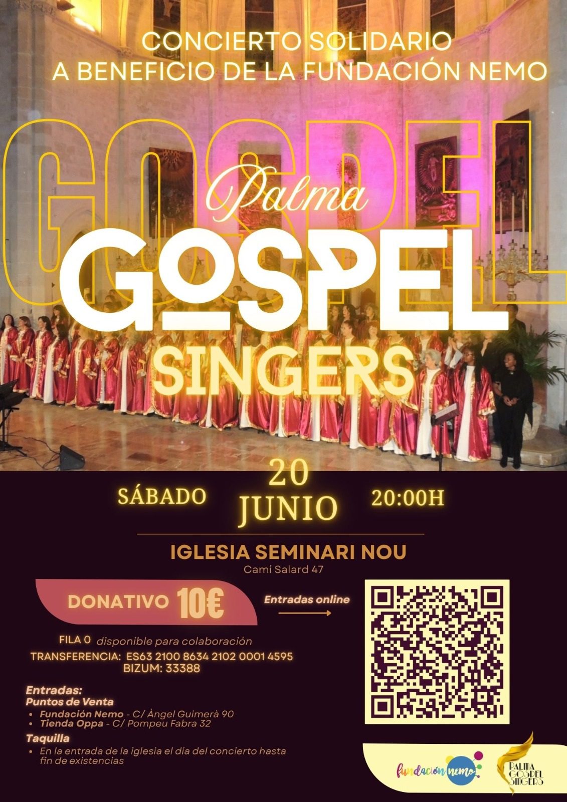 Palma acoge un concierto solidario de góspel a beneficio de Fundación Nemo